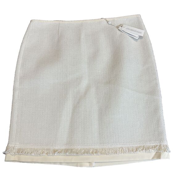 $149 NWT Tory Burch Fringe Bottom Pencil Skirt Cream Brand New 22141304 - Picture 1 of 11